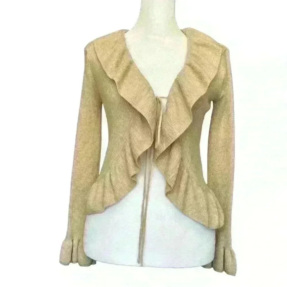 NWOT Pink Rose Romantic Cinched Waist Tie Front Sweater Cardigan Jacket. Sz XS. - Picture 1 of 7